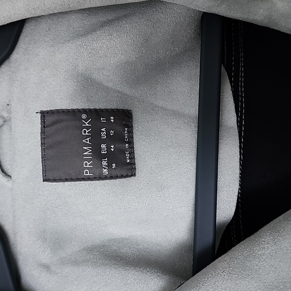 Primark Jacket Womens 12 Light Gray Faux Suede Moto Belted - Picture 3 of 7